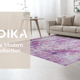 Ultra Soft Area Rug, Non Slip, Stain Resistant, Washable Area Rugs for Living Room, Bedroom, Elegant Lattice Design Flourish(Purple)