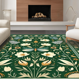Ultra Soft Area Rug, Non Slip, Stain Resistant, Washable Area Rugs for Living Room, Bedroom, Whimsical Mushroom and Insect Aesthetic(Green)