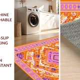 Ultra Soft Area Rug, Non Slip, Stain Resistant, Washable Area Rugs for Living Room, Bedroom, Contemporary Warm Palette Design(Orange)
