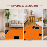 Ultra Soft Area Rug, Non Slip, Stain Resistant, Washable Area Rugs for Living Room, Bedroom, Bold Black and Orange Visual(Orange)