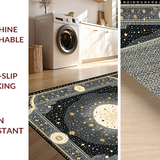 Ultra Soft Area Rug, Non Slip, Stain Resistant, Washable Area Rugs for Living Room, Bedroom, Charming Astral Folk Pattern(Gold)