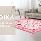Ultra Soft Area Rug, Non Slip, Stain Resistant, Washable Area Rugs for Living Room, Bedroom, Charming Floral Playful Aesthetic(White)