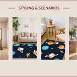 Ultra Soft Area Rug, Non Slip, Stain Resistant, Washable Area Rugs for Living Room, Bedroom, Outer Space Themed Kids(Blue)