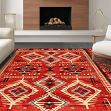 Ultra Soft Area Rug, Non Slip, Stain Resistant, Washable Area Rugs for Living Room, Bedroom, Contemporary Abstract Southwestern Fusion(Red)