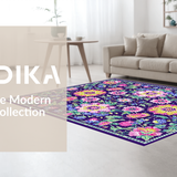 Ultra Soft Area Rug, Non Slip, Stain Resistant, Washable Area Rugs for Living Room, Bedroom, Striking Modern Colorful Blooms(Purple)