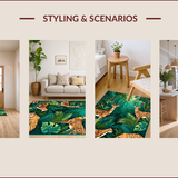 Ultra Soft Area Rug, Non Slip, Stain Resistant, Washable Area Rugs for Living Room, Bedroom, Tropical Animal Motif Delight(Green)