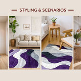 Ultra Soft Area Rug, Non Slip, Stain Resistant, Washable Area Rugs for Living Room, Bedroom, Vibrant Modern Abstract Geometry(Purple)