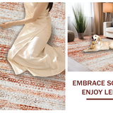 Ultra Soft Area Rug, Non Slip, Stain Resistant, Washable Area Rugs for Living Room, Bedroom, Rustic Ombre Throw Rug with Vintage Distressed Texture and Subtle Chevron(Brown)