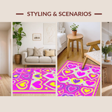 Ultra Soft Area Rug, Non Slip, Stain Resistant, Washable Area Rugs for Living Room, Bedroom, Unique Shaped Fantasy Design(Pink)