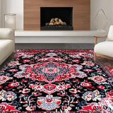 Ultra Soft Area Rug, Non Slip, Stain Resistant, Washable Area Rugs for Living Room, Bedroom, Contemporary Subtle Patterned Elegance(Red)