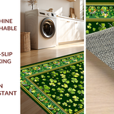 Ultra Soft Area Rug, Non Slip, Stain Resistant, Washable Area Rugs for Living Room, Bedroom, Rustic Springtime Clover Motif(Green)