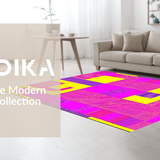 Ultra Soft Area Rug, Non Slip, Stain Resistant, Washable Area Rugs for Living Room, Bedroom, Nostalgic Hip Hop Aesthetic Pattern(Yellow)