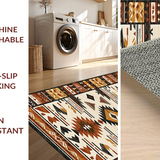 Ultra Soft Area Rug, Non Slip, Stain Resistant, Washable Area Rugs for Living Room, Bedroom, Vibrant Abstract Symmetrical Composition(Brown)