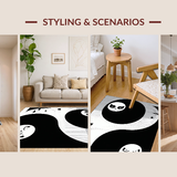 Ultra Soft Area Rug, Non Slip, Stain Resistant, Washable Area Rugs for Living Room, Bedroom, Playful Abstract Kitty Motif(Black)