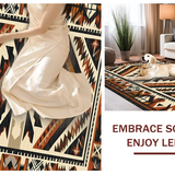 Ultra Soft Area Rug, Non Slip, Stain Resistant, Washable Area Rugs for Living Room, Bedroom, Artistic Abstract Native Inspired Design(Brown)