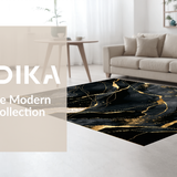 Ultra Soft Area Rug, Non Slip, Stain Resistant, Washable Area Rugs for Living Room, Bedroom, Stylish Marble Gold Composition(Black)