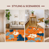 Ultra Soft Area Rug, Non Slip, Stain Resistant, Washable Area Rugs for Living Room, Bedroom, Artistic Multihued Nature Theme(Orange)