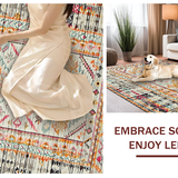 Ultra Soft Area Rug, Non Slip, Stain Resistant, Washable Area Rugs for Living Room, Bedroom, Eclectic Multi-Toned Braided Motif(White)