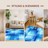 Ultra Soft Area Rug, Non Slip, Stain Resistant, Washable Area Rugs for Living Room, Bedroom, Lively Multicolored Design Motif(Blue)