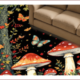 Ultra Soft Area Rug, Non Slip, Stain Resistant, Washable Area Rugs for Living Room, Bedroom, Charming Moth Graphic Accents(Black)
