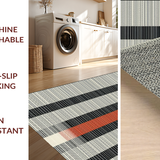Ultra Soft Area Rug, Non Slip, Stain Resistant, Washable Area Rugs for Living Room, Bedroom, Sleek Minimalist Black and White Motif(Black)