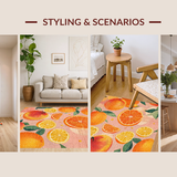 Ultra Soft Area Rug, Non Slip, Stain Resistant, Washable Area Rugs for Living Room, Bedroom, Blush Fruit Design Area Rug Bright Orange Green Carpet(Orange)