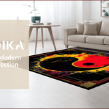 Ultra Soft Area Rug, Non Slip, Stain Resistant, Washable Area Rugs for Living Room, Bedroom, Whimsical Black and White Symmetrical Motif(Red)