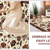 Ultra Soft Area Rug, Non Slip, Stain Resistant, Washable Area Rugs for Living Room, Bedroom, Traditional Floral Motif(Beige)