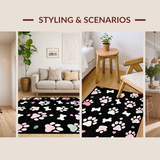 Ultra Soft Area Rug, Non Slip, Stain Resistant, Washable Area Rugs for Living Room, Bedroom, Cute Cartoonish Paw Flare(Black)