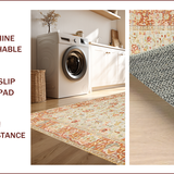 Ultra Soft Area Rug, Non Slip, Stain Resistant, Washable Area Rugs for Living Room, Bedroom, Rustic Light Brown Botanical Elegance(Beige)
