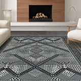 Ultra Soft Area Rug, Non Slip, Stain Resistant, Washable Area Rugs for Living Room, Bedroom, Unique Lattice Style with Contrast(Gray)