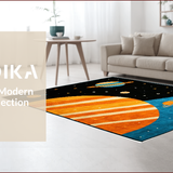 Ultra Soft Area Rug, Non Slip, Stain Resistant, Washable Area Rugs for Living Room, Bedroom, Vibrant Cosmic Exploration Motif(Black)