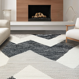 Ultra Soft Area Rug, Non Slip, Stain Resistant, Washable Area Rugs for Living Room, Bedroom, Sleek Abstract Gray Tones Design(Black)