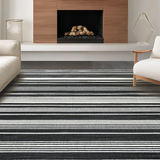 Ultra Soft Area Rug, Non Slip, Stain Resistant, Washable Area Rugs for Living Room, Bedroom, Contemporary Porch Rug Showcasing Bold Mono Stripe and Graphic Linear Motif(Black)