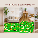 Ultra Soft Area Rug, Non Slip, Stain Resistant, Washable Area Rugs for Living Room, Bedroom, Whimsical Vibrant Animal Theme(Green)