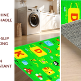 Ultra Soft Area Rug, Non Slip, Stain Resistant, Washable Area Rugs for Living Room, Bedroom, Vibrant Alphabet Animal Theme(Green)