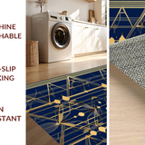 Ultra Soft Area Rug, Non Slip, Stain Resistant, Washable Area Rugs for Living Room, Bedroom, Art Deco Geometric Elegance(Blue)