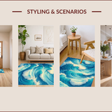 Ultra Soft Area Rug, Non Slip, Stain Resistant, Washable Area Rugs for Living Room, Bedroom, Coastal Ocean Wave Blue Nursery Washable Rug(Blue)