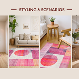 Ultra Soft Area Rug, Non Slip, Stain Resistant, Washable Area Rugs for Living Room, Bedroom, Bow-Shaped Rug with Bold Uno Reverse Symbol and Pink Gradient Style(Pink)