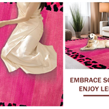 Ultra Soft Area Rug, Non Slip, Stain Resistant, Washable Area Rugs for Living Room, Bedroom, Lively Pink Animal Kingdom Vibe(Pink)