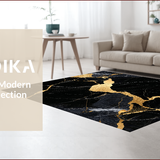 Ultra Soft Area Rug, Non Slip, Stain Resistant, Washable Area Rugs for Living Room, Bedroom, Marble Pattern Bedroom Area Rug Non-Shedding(Black)