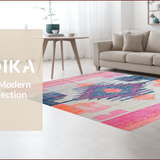 Ultra Soft Area Rug, Non Slip, Stain Resistant, Washable Area Rugs for Living Room, Bedroom, Artistic Contemporary Patterned Delight(Pink)