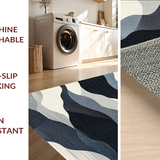 Ultra Soft Area Rug, Non Slip, Stain Resistant, Washable Area Rugs for Living Room, Bedroom, Abstract Grayscale Wave Pattern Runner Rug with Flowing Striped Motif(Gray)