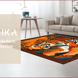 Ultra Soft Area Rug, Non Slip, Stain Resistant, Washable Area Rugs for Living Room, Bedroom, Bold Spiritual Animal Motif(Orange)