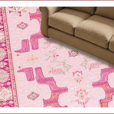 Ultra Soft Area Rug, Non Slip, Stain Resistant, Washable Area Rugs for Living Room, Bedroom, Non-Slip Cowboy Boots Living Room Carpet(Pink)
