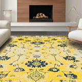 Ultra Soft Area Rug, Non Slip, Stain Resistant, Washable Area Rugs for Living Room, Bedroom, Unique Minimalist Ogee Print(Yellow)