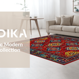Ultra Soft Area Rug, Non Slip, Stain Resistant, Washable Area Rugs for Living Room, Bedroom, Elegant Multi-Tonal Woven Design(Red)