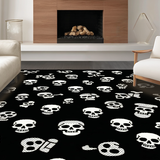 Ultra Soft Area Rug, Non Slip, Stain Resistant, Washable Area Rugs for Living Room, Bedroom, Fun Earthy Toned Skull Art(Black)
