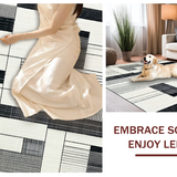 Ultra Soft Area Rug, Non Slip, Stain Resistant, Washable Area Rugs for Living Room, Bedroom, Reversible Black and White Striped Rug for Outdoor Entrance Decor(Gray)