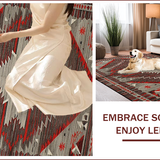 Ultra Soft Area Rug, Non Slip, Stain Resistant, Washable Area Rugs for Living Room, Bedroom, Vintage Charcoal Western Motif(Red)